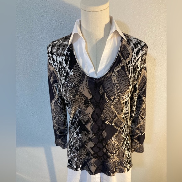 SALE! Joseph Ribkoff Snakeskin Print Layered Look Top size Small - Picture 6 of 11